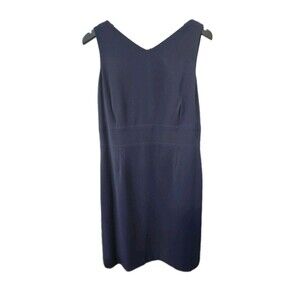 Talbots Womens 14 Petites Classic Navy Dress Knee Length Sleeveless Sheath USA